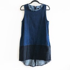 Madison Paige Two-Tone Fringe Hi-Lo Denim Dress